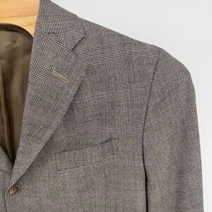 Polo Ralph Lauren Men Blazer Plaid Wool Cashmere Blend Made in Italy Size 46 L